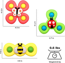 Suction Cup Spinner Toy: Animal Fidget Spinner (Bee, Butterfly, Ladybug) - WonderKiddos